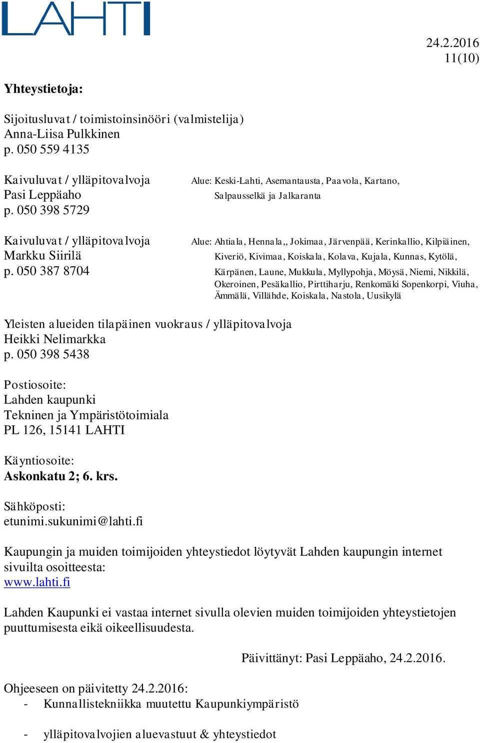 Siirilä Kiveriö, Kivimaa, Koiskala, Kolava, Kujala, Kunnas, Kytölä, p.