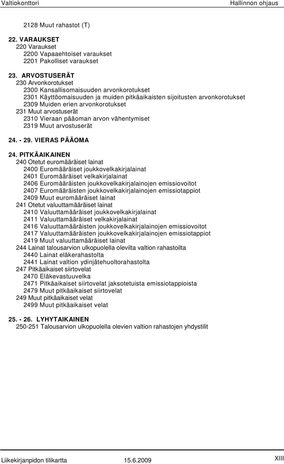 arvostuserät 2310 Vieraan pääoman arvon vähentymiset 2319 Muut arvostuserät 24. - 29. VIERAS PÄÄOMA 24.