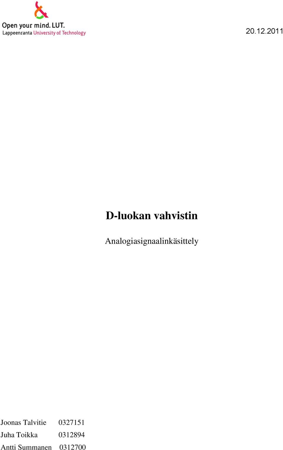 Analogiasignaalinkäsittely
