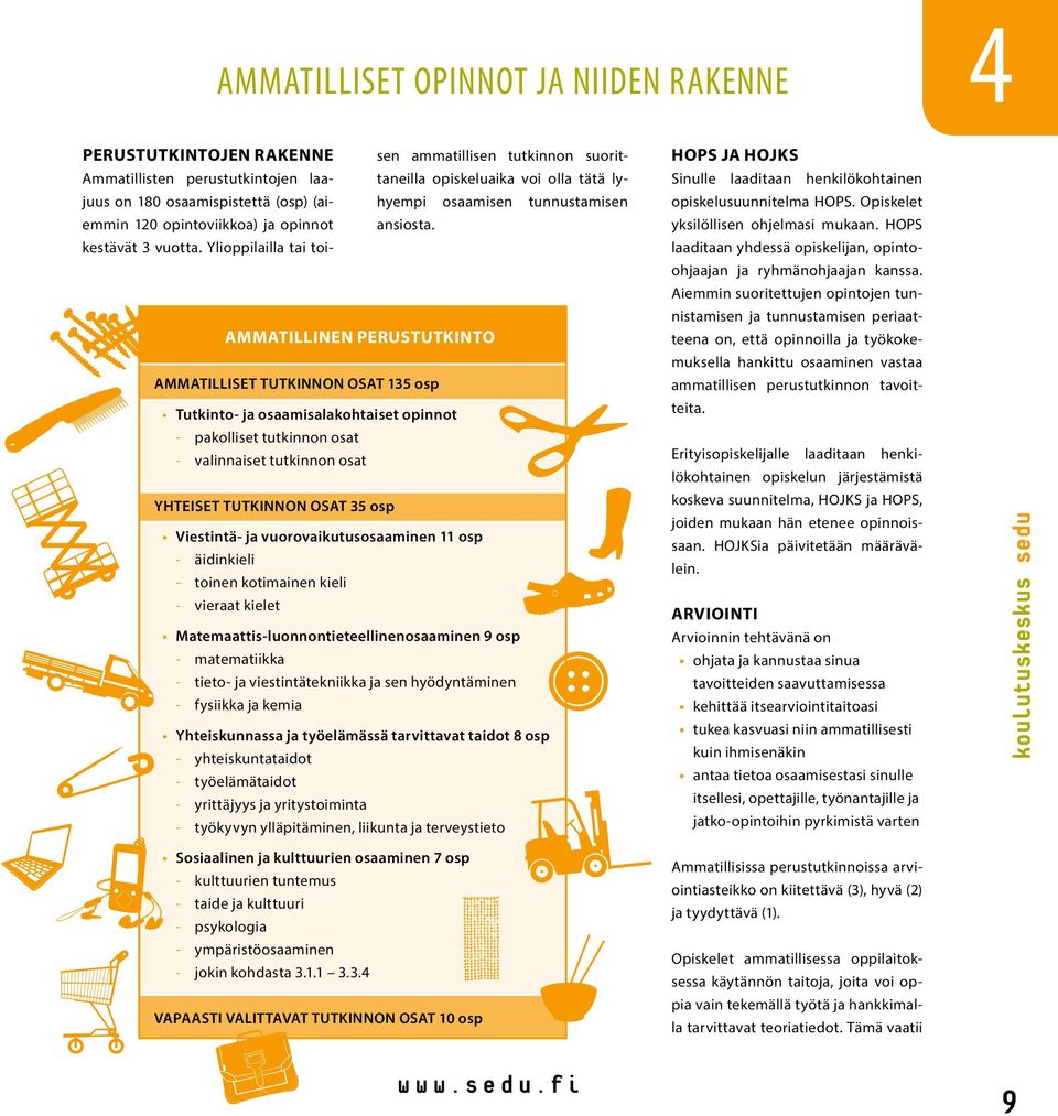 Ylioppilailla tai toi- AMMATILLINEN PERUSTUTKINTO AMMATILLISET TUTKINNON OSAT 135 osp Tutkinto- ja osaamisalakohtaiset opinnot - pakolliset tutkinnon osat - valinnaiset tutkinnon osat YHTEISET