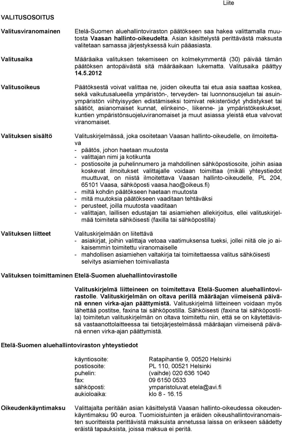 Määräaika valituksen tekemiseen on kolmekymmentä (30) päivää tämän päätöksen antopäivästä sitä määräaikaan lukematta. Valitusaika päättyy 14.5.