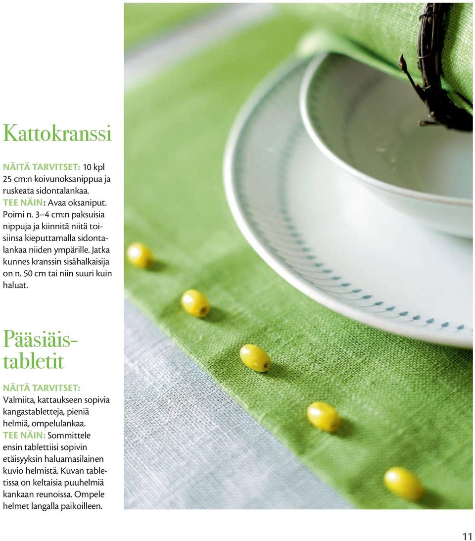 50 cm tai niin suuri kuin haluat. Pääsiäistabletit NÄITÄ TARVITSET: Valmiita, kattaukseen sopivia kangastabletteja, pieniä helmiä, ompelulankaa.