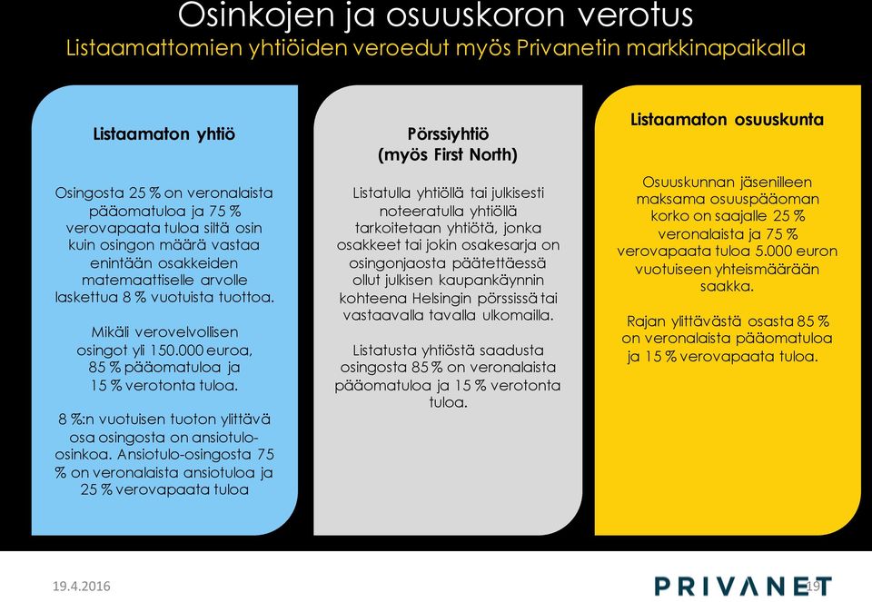 8 %:n vuotuisen tuoton ylittävä osa osingosta on ansiotuloosinkoa.