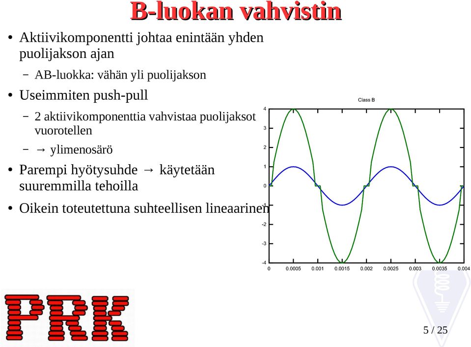 aktiivikomponenttia vahvistaa puolijaksot vuorotellen ylimenosärö Parempi