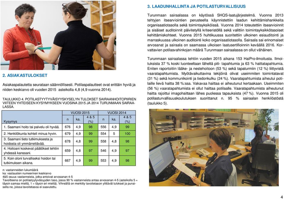 Vuonna 2014 toteutettiin itsearvioinnit ja sisäiset auditoinnit päivitetyllä kriteeristöllä sekä valittiin toimintayksikkötasoiset kehittämiskohteet.