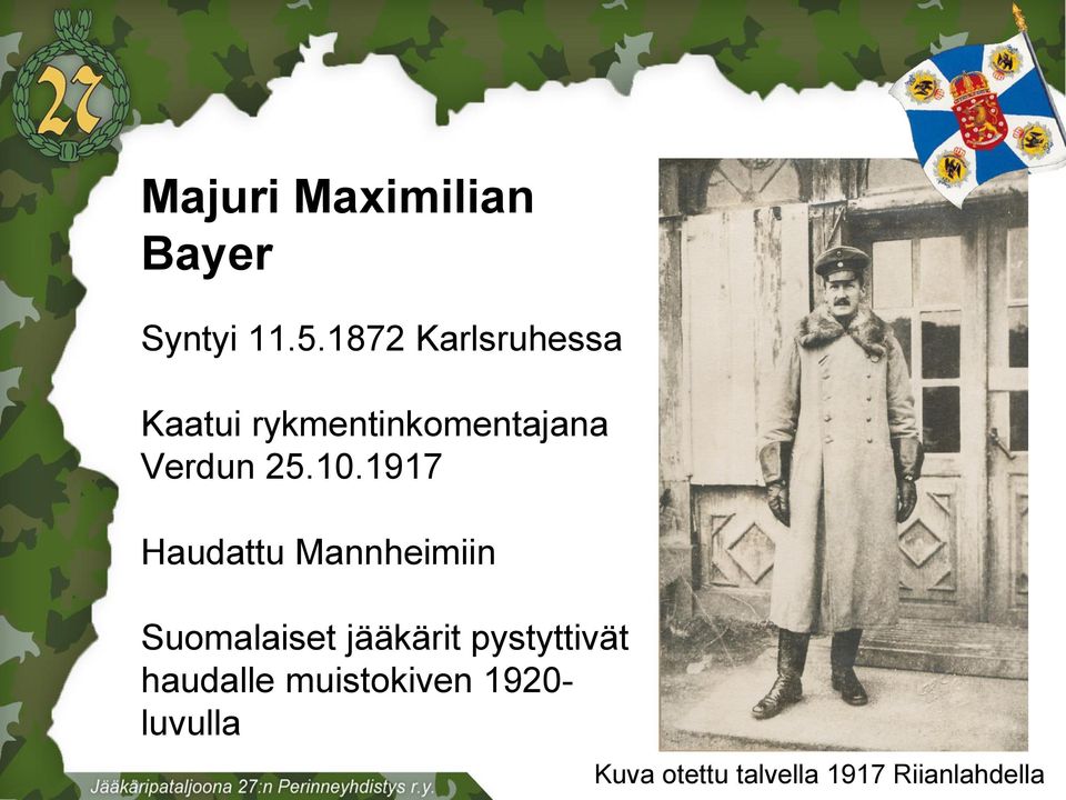 10.1917 Haudattu Mannheimiin Suomalaiset jääkärit