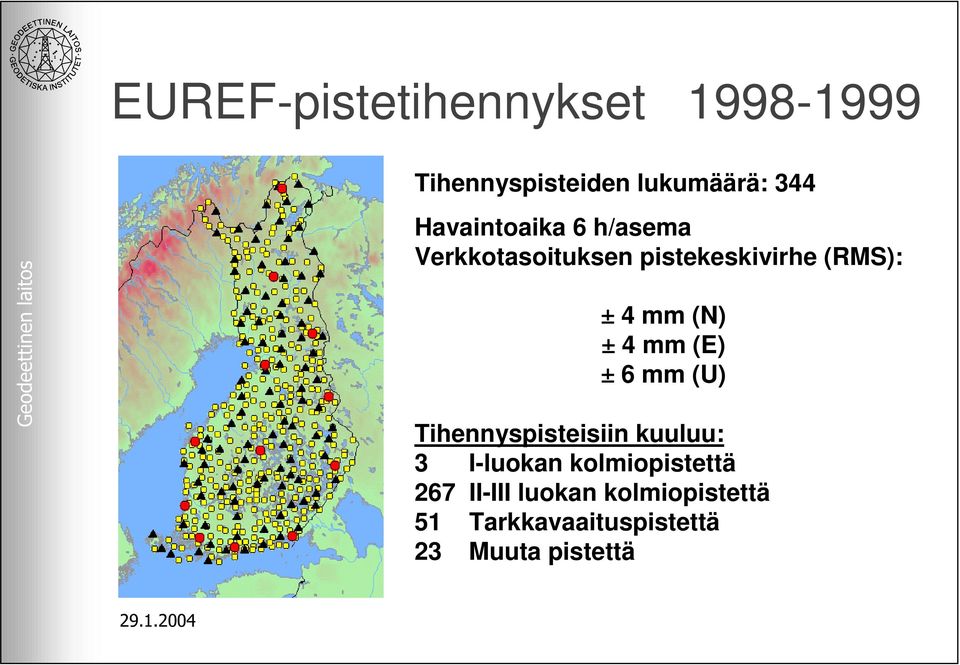 (N) ± 4 mm (E) ± 6 mm (U) Tihennyspisteisiin kuuluu: 3 I-luokan