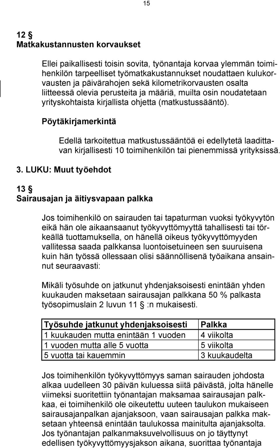 Pöytäkirjamerkintä Edellä tarkoitettua matkustussääntöä ei edellytetä laadittavan kirjallisesti 10 toimihenkilön tai pienemmissä yrityksissä. 3.