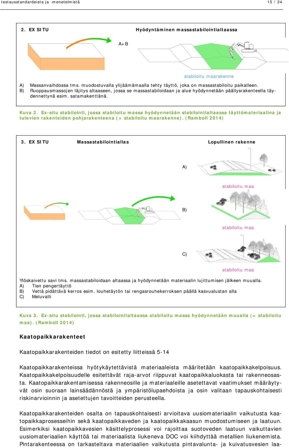 B) Ruoppausmassojen läjitys altaaseen, jossa se massastabiloidaan ja alue hyödynnetään päällysrakenteella täydennettynä esim. satamakenttänä. Kuva 2.