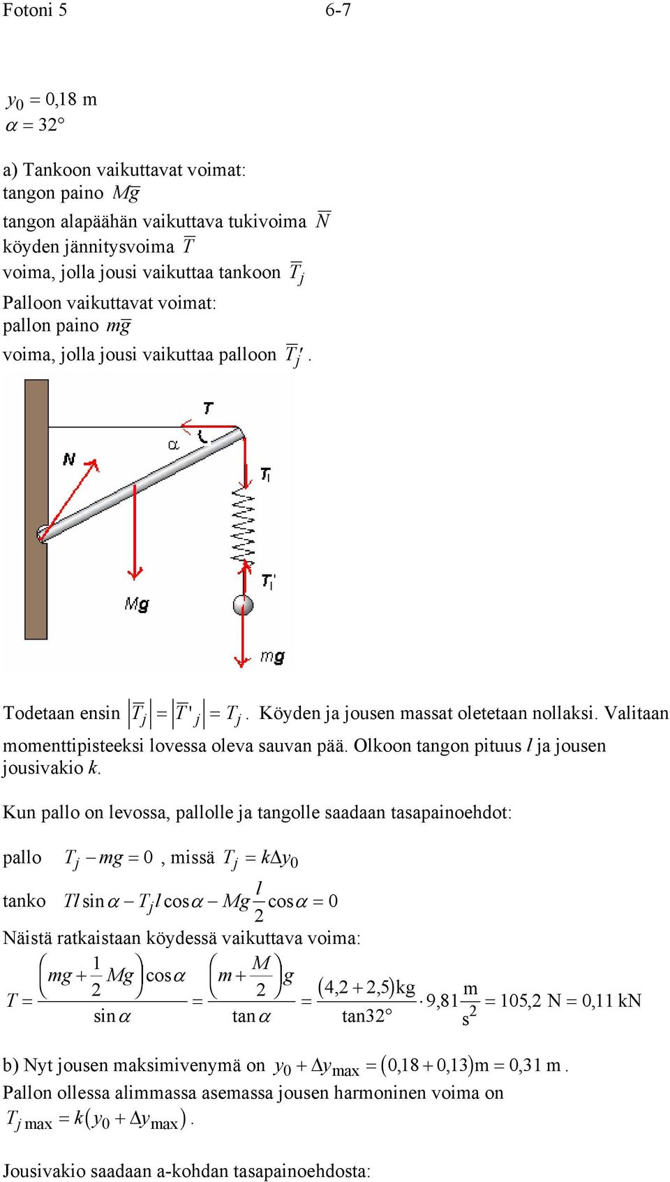 Olkoon tangon pituu l ja jouen jouivakio k.