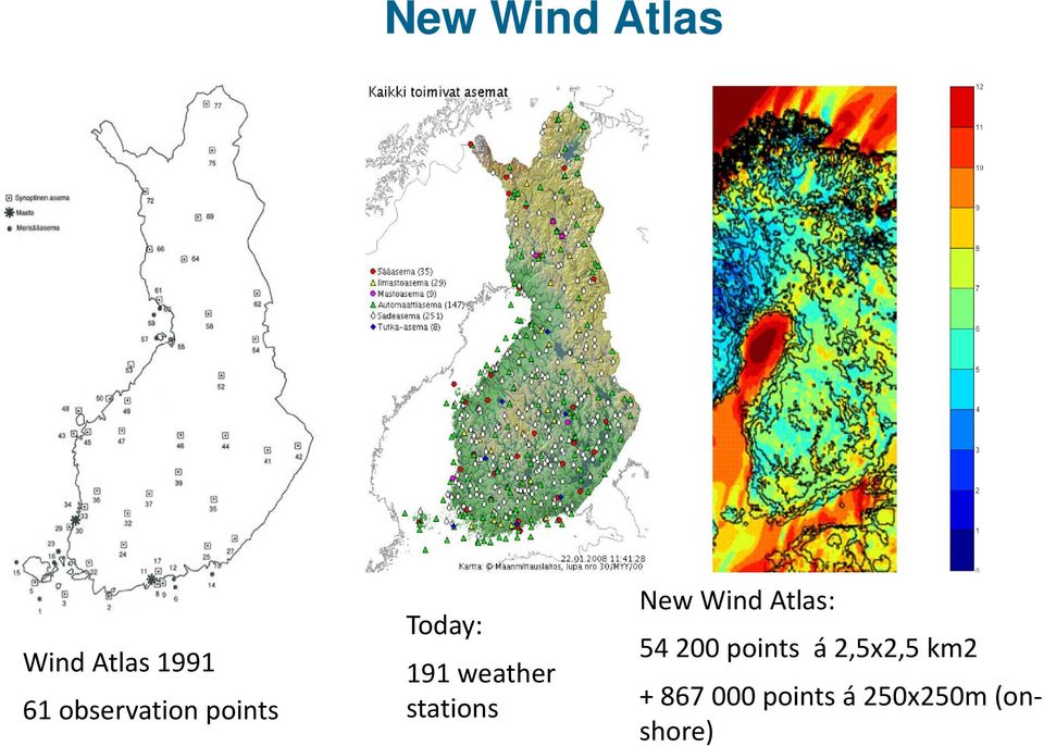 stations New Wind Atlas: 54 200 points á