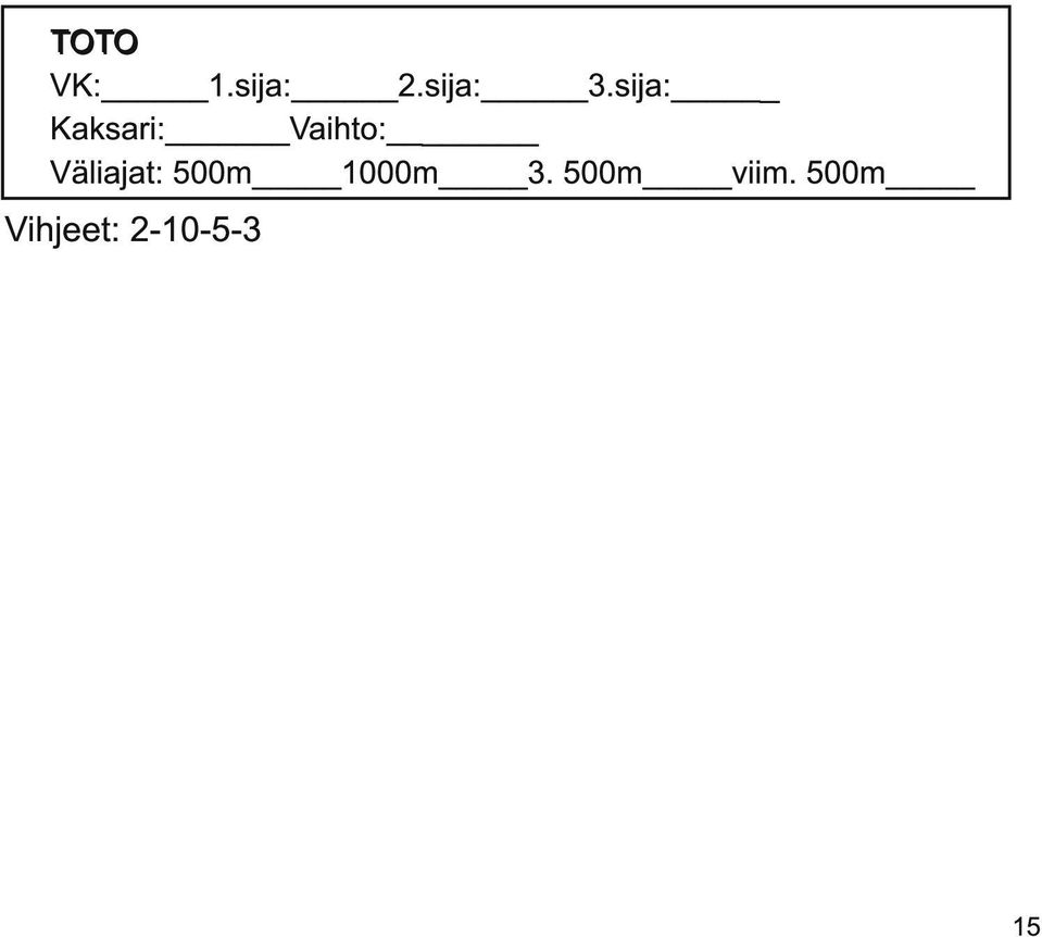 Väliajat: 500m 1 000m 3.