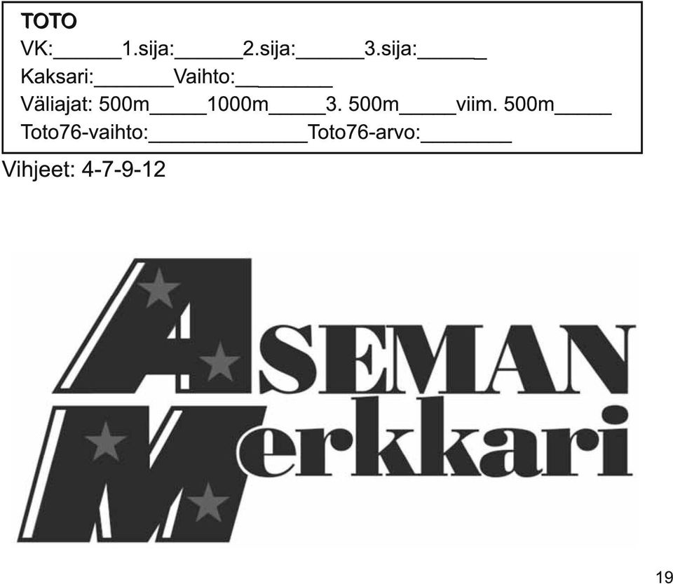 500m 1 000m 3. 500m viim.