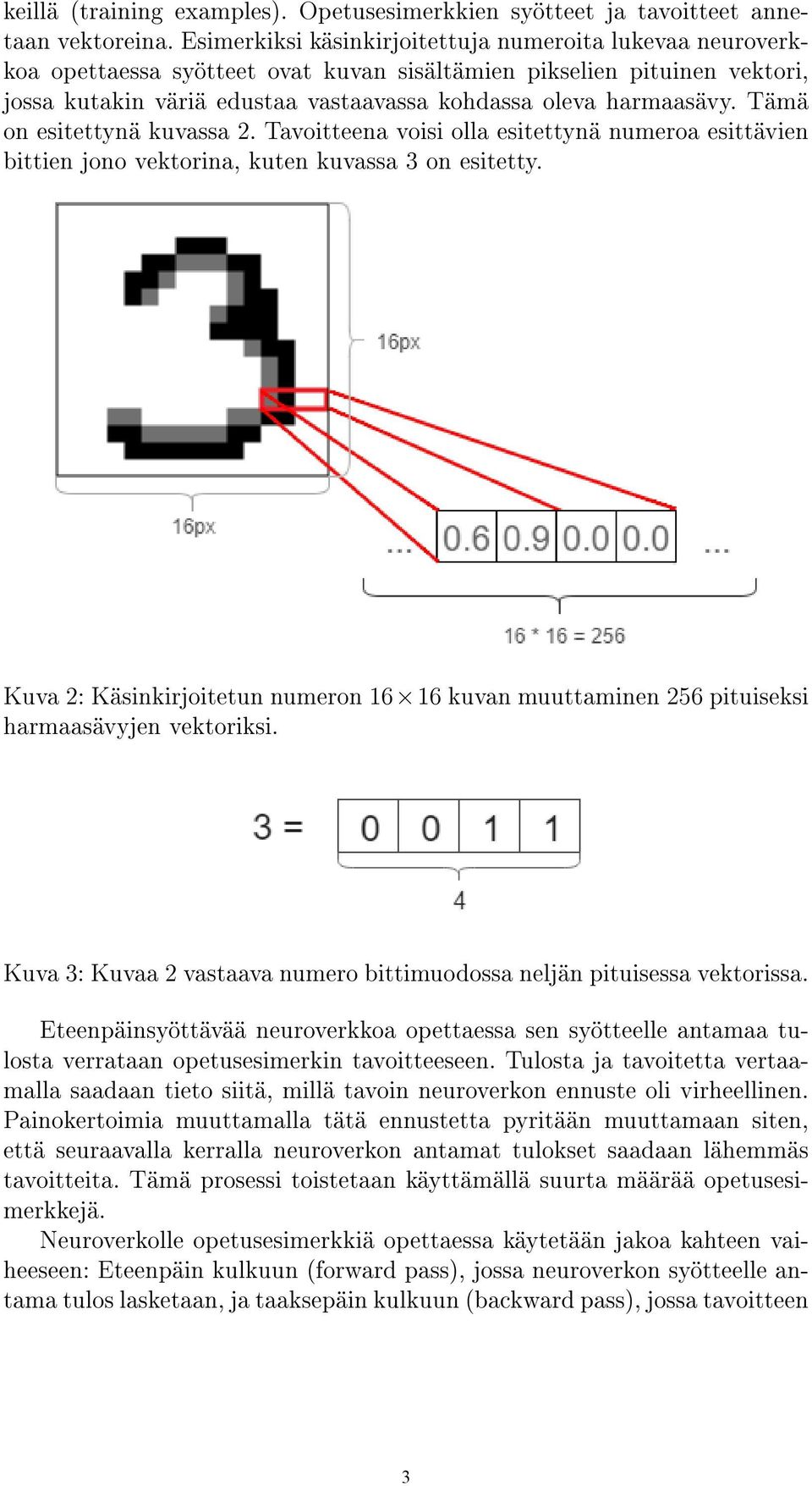 Tämä on esitettynä kuvassa 2. Tavoitteena voisi olla esitettynä numeroa esittävien bittien jono vektorina, kuten kuvassa 3 on esitetty.