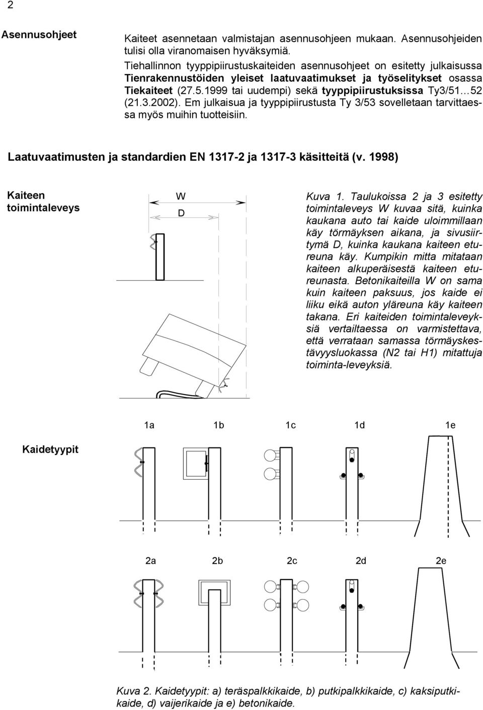 1999 tai uudempi) sekä tyyppipiirustuksissa Ty3/51 52 (21.3.2002). Em julkaisua ja tyyppipiirustusta Ty 3/53 sovelletaan tarvittaessa myös muihin tuotteisiin.