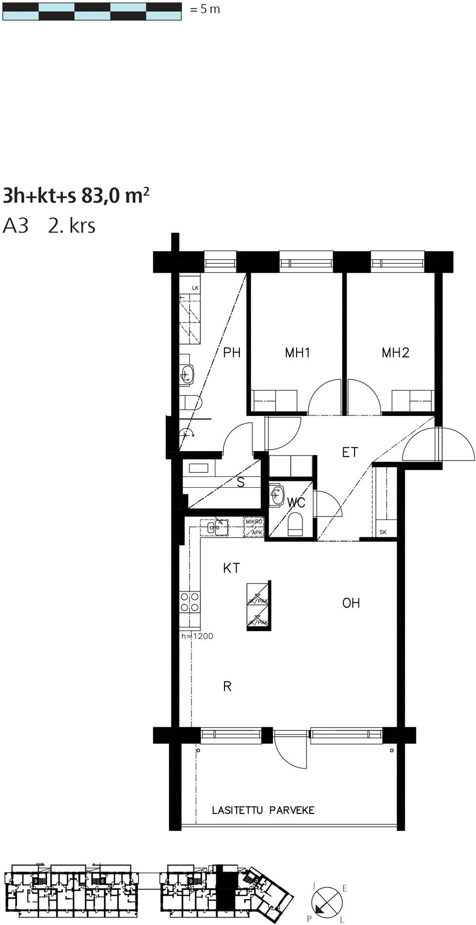 83,0 m 2