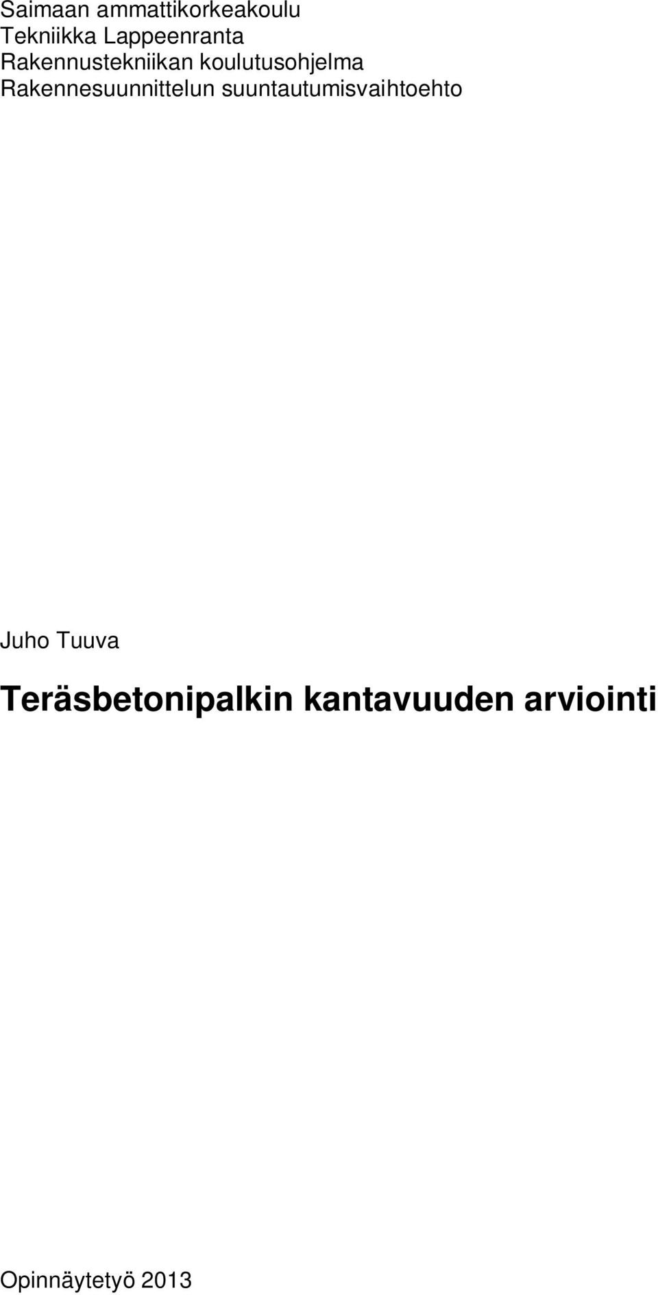 Rakennesuunnittelun suuntautumisvaihtoehto Juho