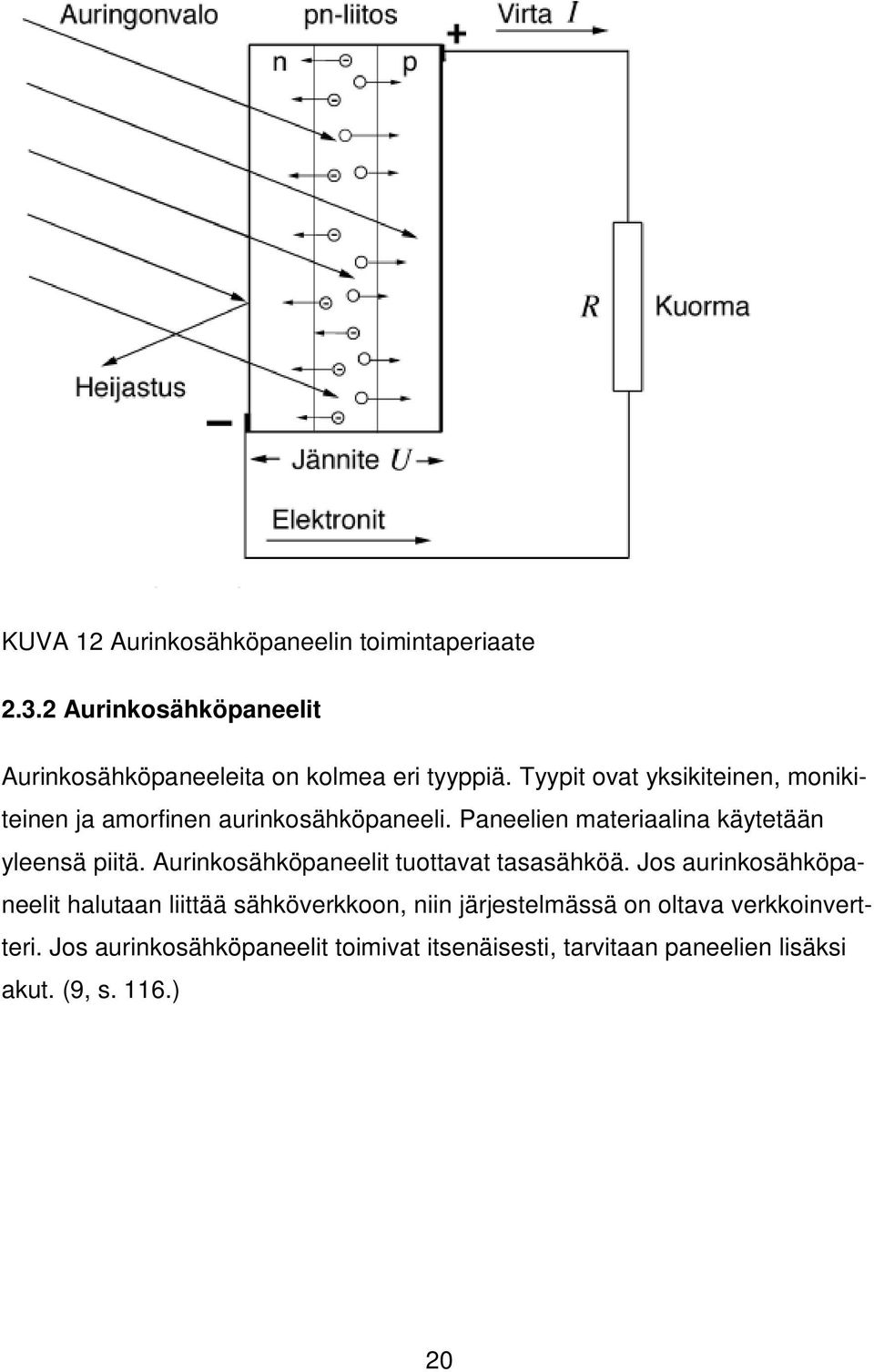 Aurinkosähköpaneelit tuottavat tasasähköä.