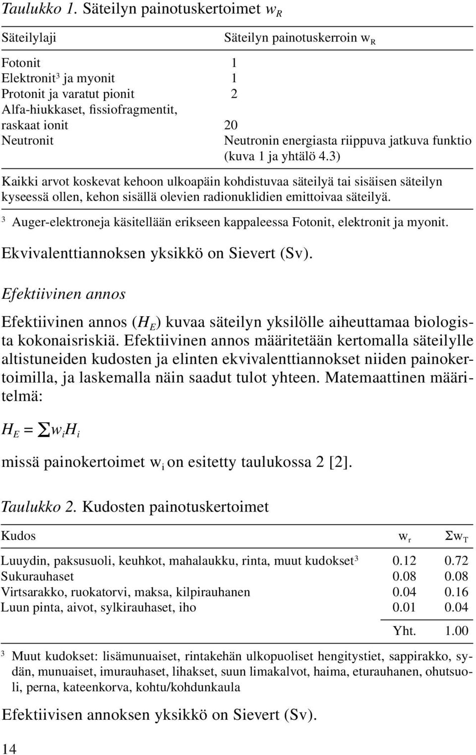 Efektiivinen annos määritetään kertomalla säteilylle altistuneiden kudosten ja elinten ekvivalenttiannokset niiden painokertoimilla, ja laskemalla näin saadut tulot yhteen.