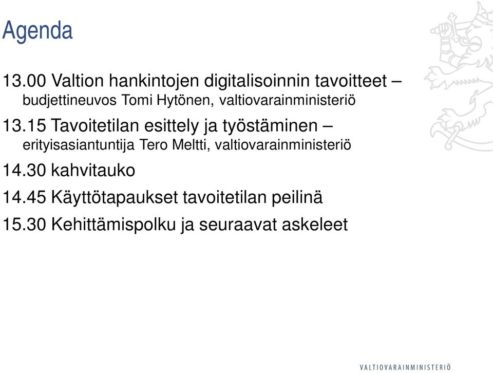 valtiovarainministeriö 13.