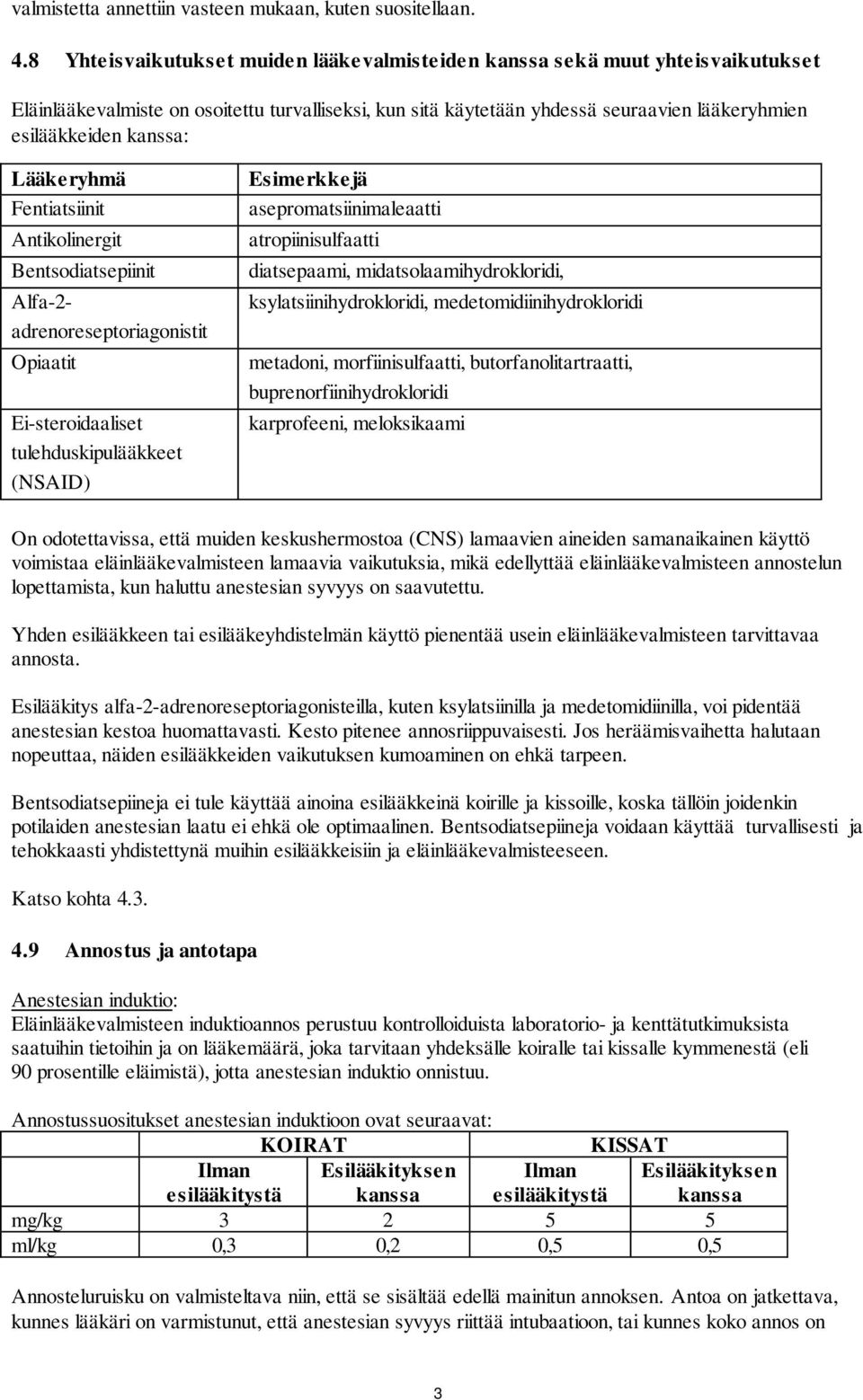 Lääkeryhmä Fentiatsiinit Antikolinergit Bentsodiatsepiinit Alfa-2- adrenoreseptoriagonistit Opiaatit Ei-steroidaaliset tulehduskipulääkkeet (NSAID) Esimerkkejä asepromatsiinimaleaatti