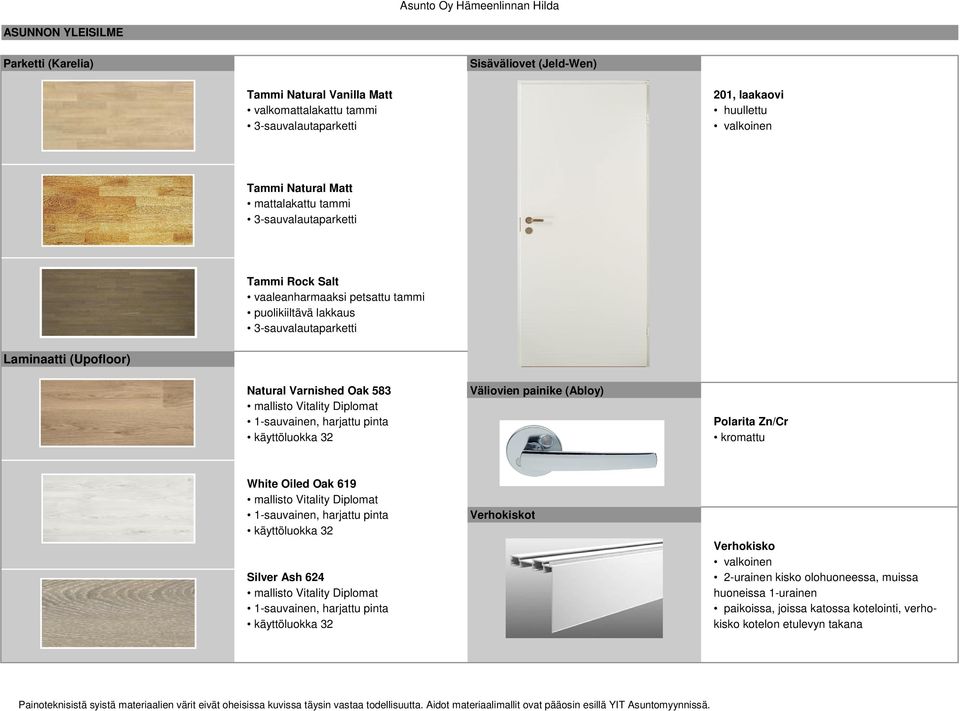 1-sauvainen, harjattu pinta käyttöluokka 32 Väliovien painike (Abloy) Polarita Zn/Cr kromattu White Oiled Oak 619 mallisto Vitality Diplomat 1-sauvainen, harjattu pinta käyttöluokka 32 Silver Ash 624