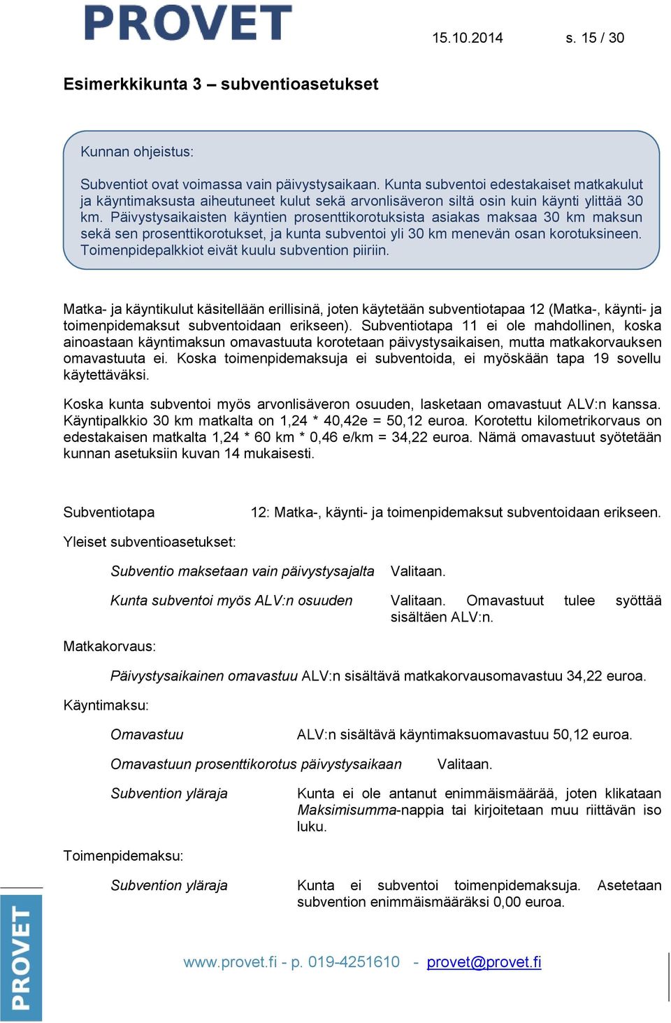Päivystysaikaisten käyntien prosenttikorotuksista asiakas maksaa 30 km maksun sekä sen prosenttikorotukset, ja kunta subventoi yli 30 km menevän osan korotuksineen.