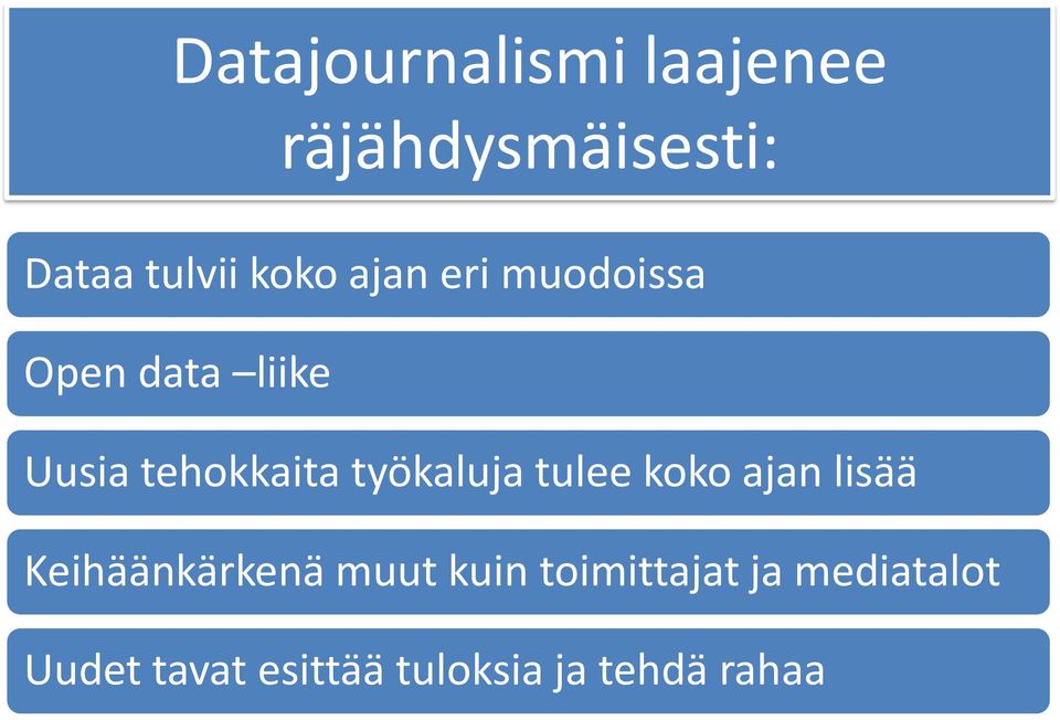 työkaluja tulee koko ajan lisää Keihäänkärkenä muut kuin