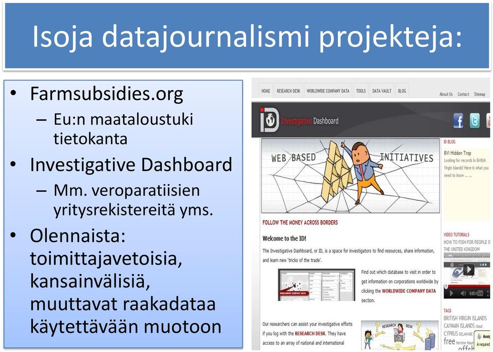 Mm. veroparatiisien yritysrekistereitä yms.