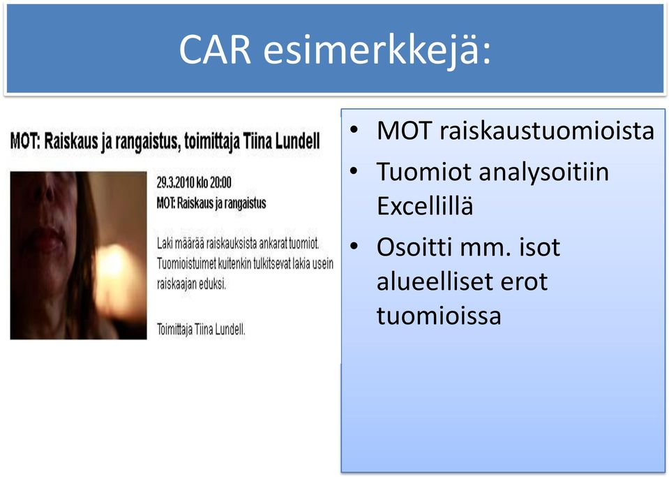 analysoitiin Excellillä