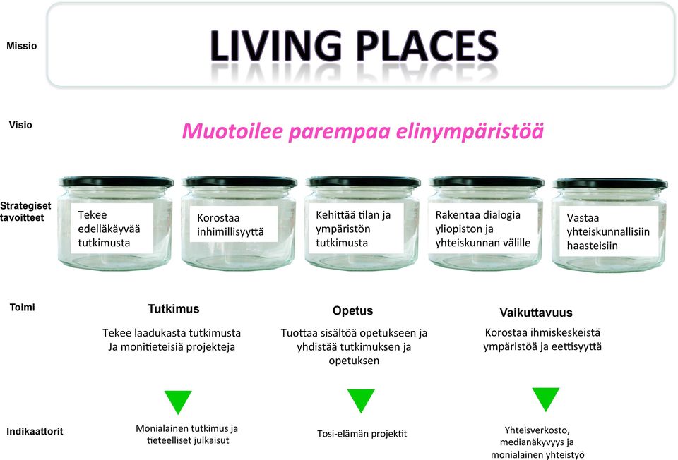 Tekee laadukasta tutkimusta Ja monipeteisiä projekteja Tuo-aa sisältöä opetukseen ja yhdistää tutkimuksen ja opetuksen Korostaa ihmiskeskeistä