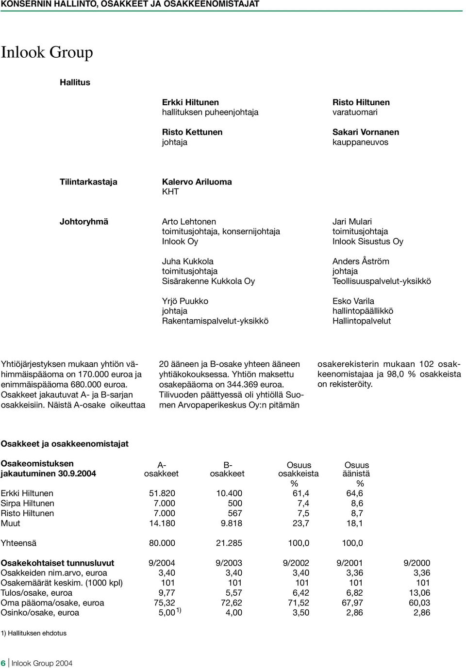 Kukkola Oy Yrjö Puukko johtaja Rakentamispalvelut-yksikkö Anders Åström johtaja Teollisuuspalvelut-yksikkö Esko Varila hallintopäällikkö Hallintopalvelut Yhtiöjärjestyksen mukaan yhtiön
