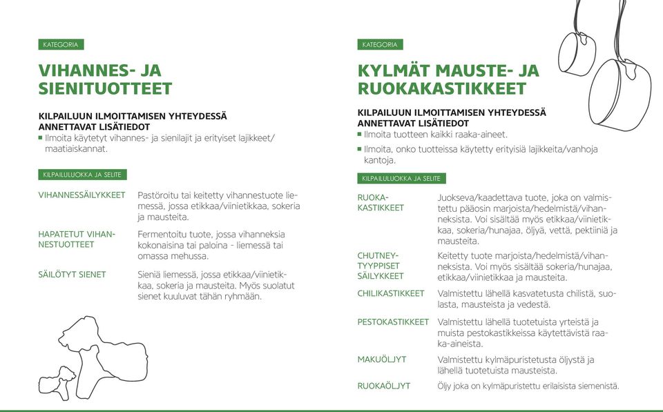 Ilmoita, onko tuotteissa käytetty erityisiä lajikkeita/vanhoja kantoja.