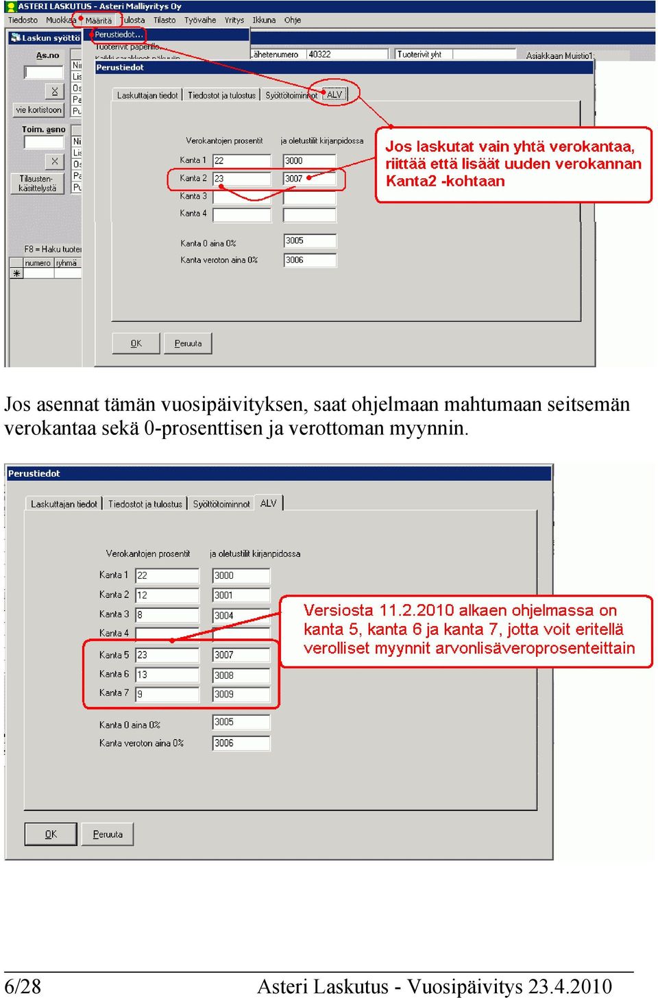 sekä 0-prosenttisen ja verottoman myynnin.