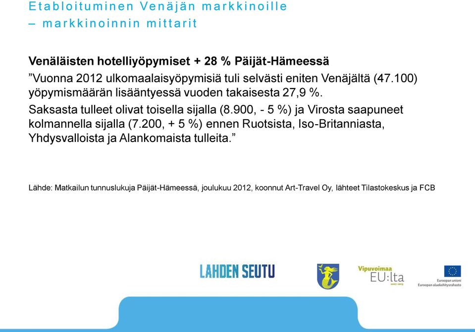 Saksasta tulleet olivat toisella sijalla (8.900, - 5 %) ja Virosta saapuneet kolmannella sijalla (7.