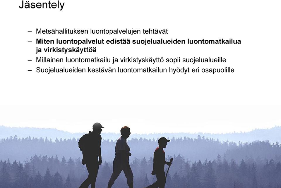 virkistyskäyttöä Millainen luontomatkailu ja virkistyskäyttö