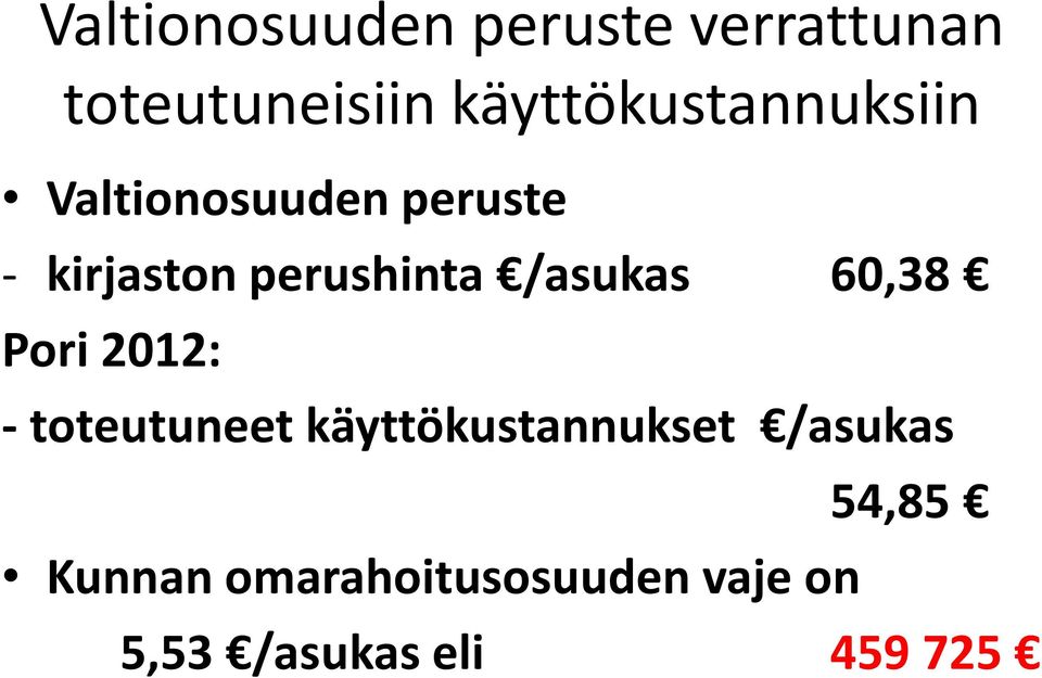 perushinta /asukas 60,38 Pori 2012: - toteutuneet