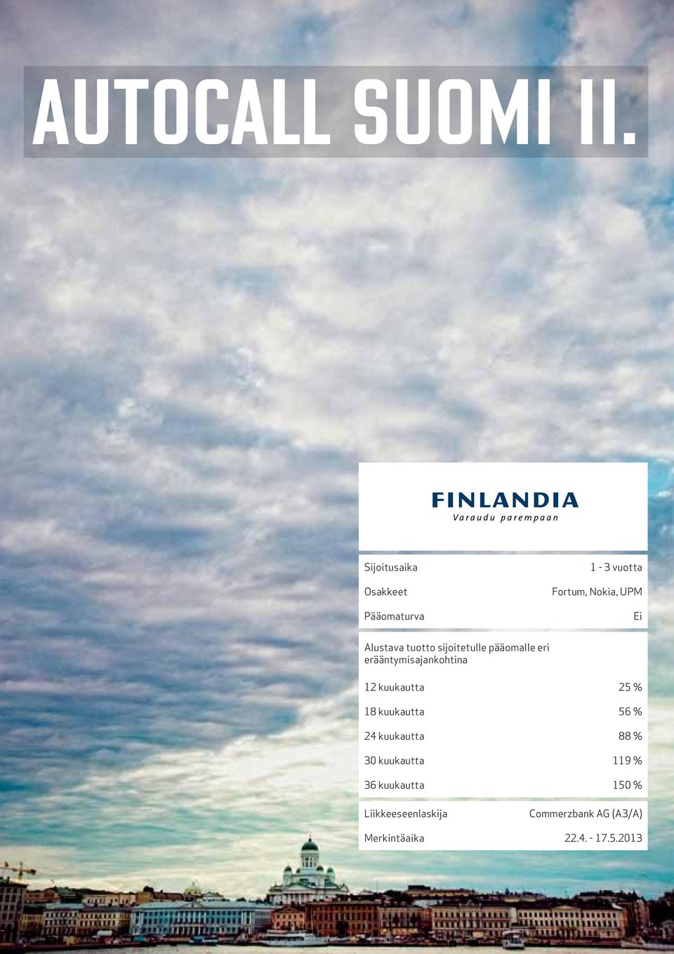 tuotto sijoitetulle pääomalle eri erääntymisajankohtina 12 kuukautta 25 % 18