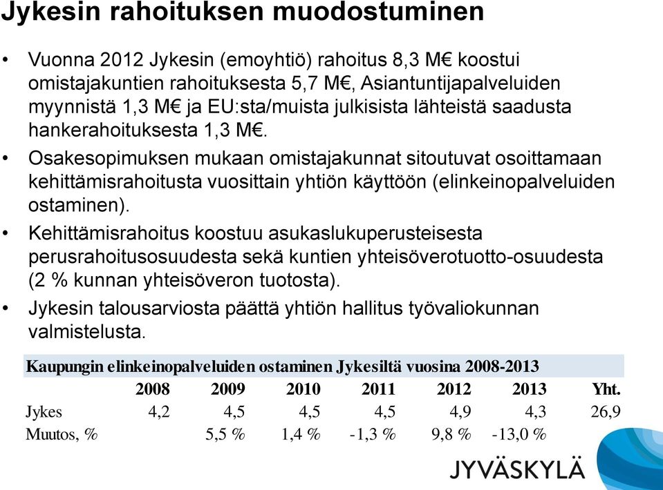 Kehittämisrahoitus koostuu asukaslukuperusteisesta perusrahoitusosuudesta sekä kuntien yhteisöverotuotto-osuudesta (2 % kunnan yhteisöveron tuotosta).