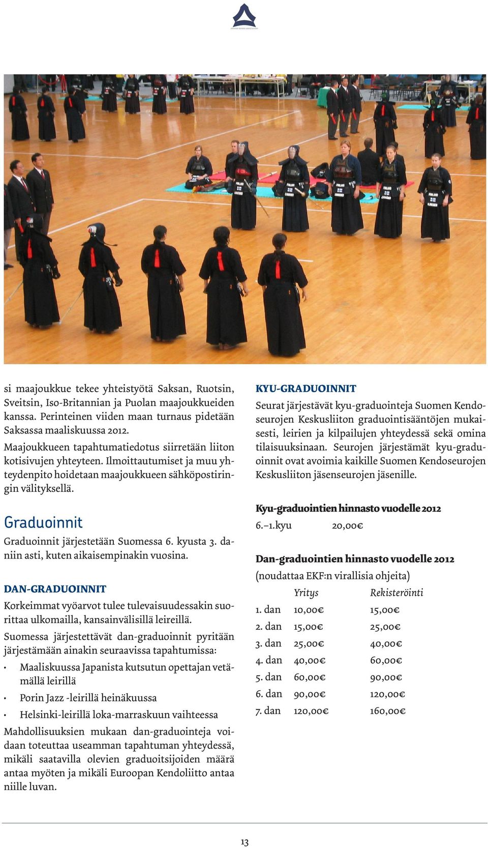 Graduoinnit Graduoinnit järjestetään Suomessa 6. kyusta 3. daniin asti, kuten aikaisempinakin vuosina.