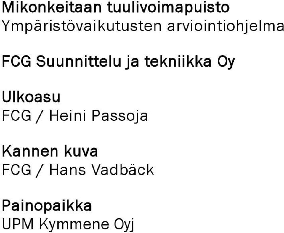 FCG / Heini Passoja Kannen kuva FCG