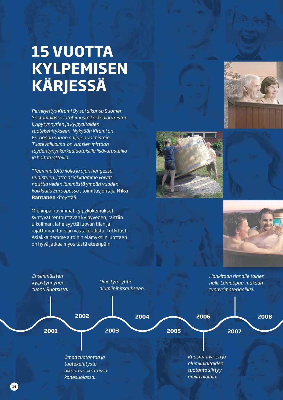 Teemme töitä ilolla ja ajan hengessä uudistuen, jotta asiakkaamme voivat nauttia veden lämmöstä ympäri vuoden kaikkialla Euroopassa, toimitusjohtaja Mika Rantanen kiteyttää.