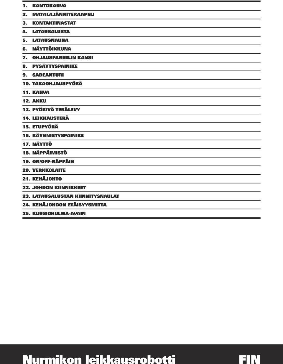 PYÖRIVÄ TERÄLEVY 14. LEIKKAUSTERÄ 15. ETUPYÖRÄ 16. KÄYNNISTYSPAINIKE 17. NÄYTTÖ 18. NÄPPÄIMISTÖ 19.