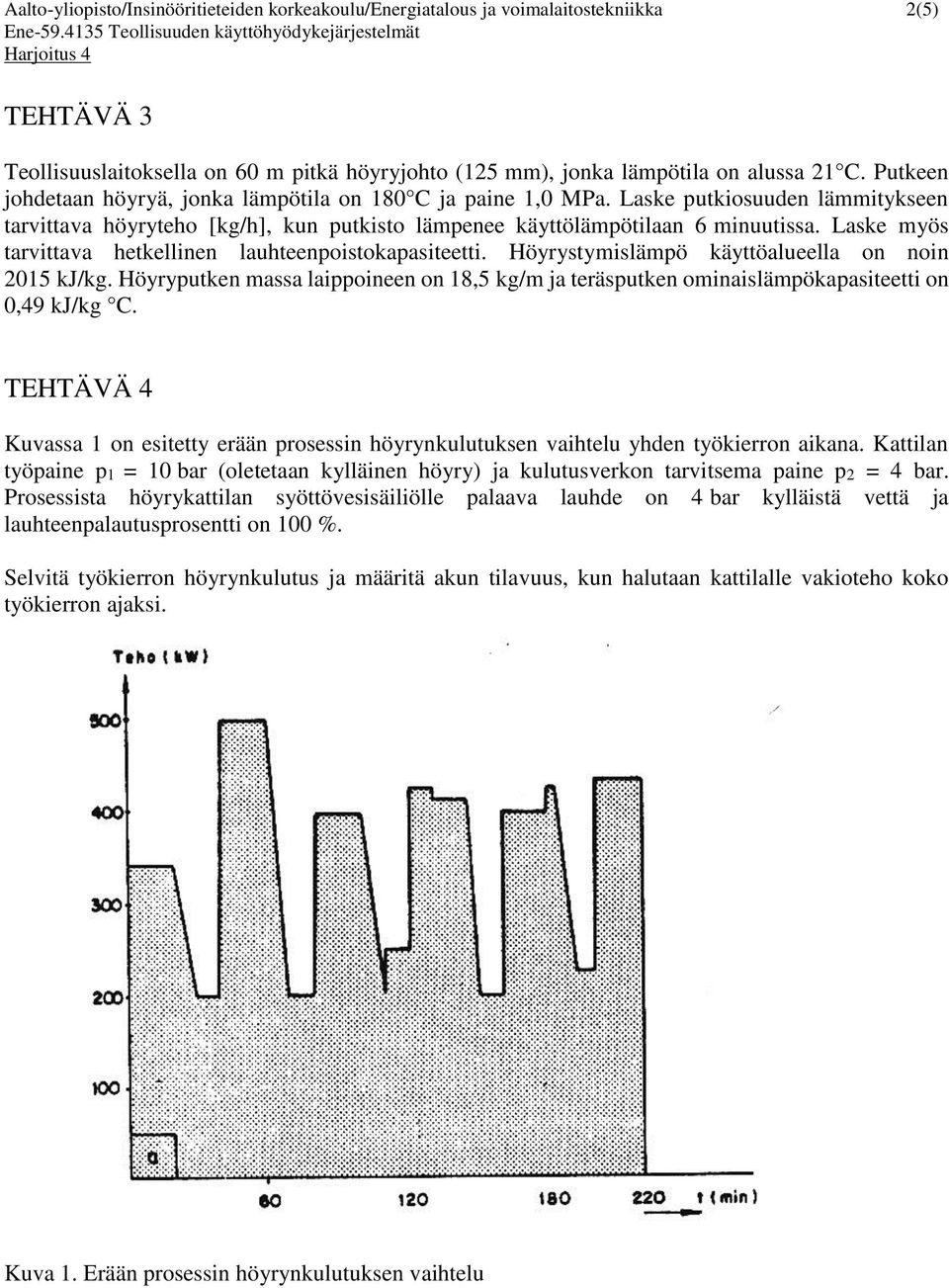 Laske myös tarvittava hetkellinen lauhteenpoistokapasiteetti. Höyrystymislämpö käyttöalueella on noin 2015 kj/kg.