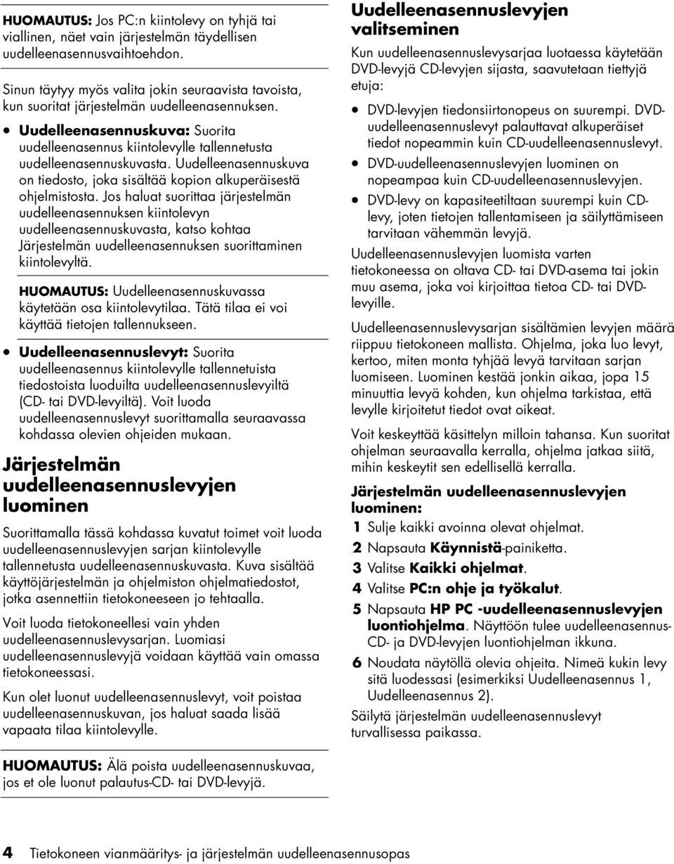 Uudelleenasennuskuva on tiedosto, joka sisältää kopion alkuperäisestä ohjelmistosta.