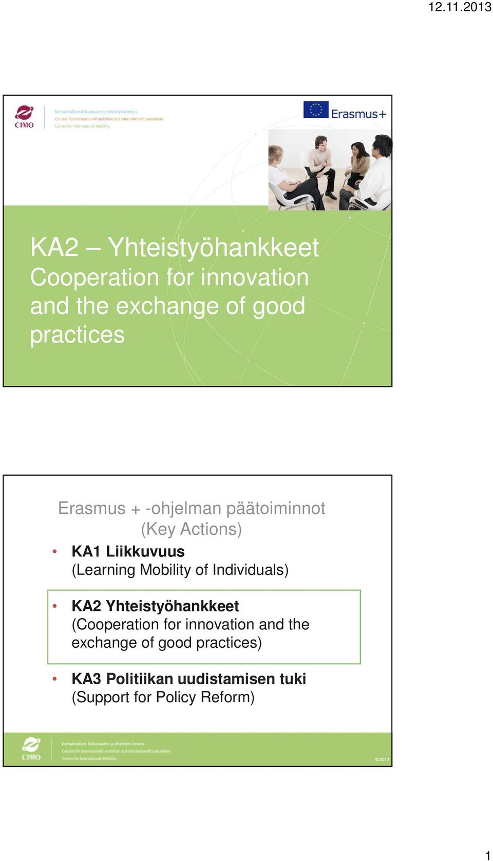 Mobility of Individuals) KA2 Yhteistyöhankkeet (Cooperation for innovation and the