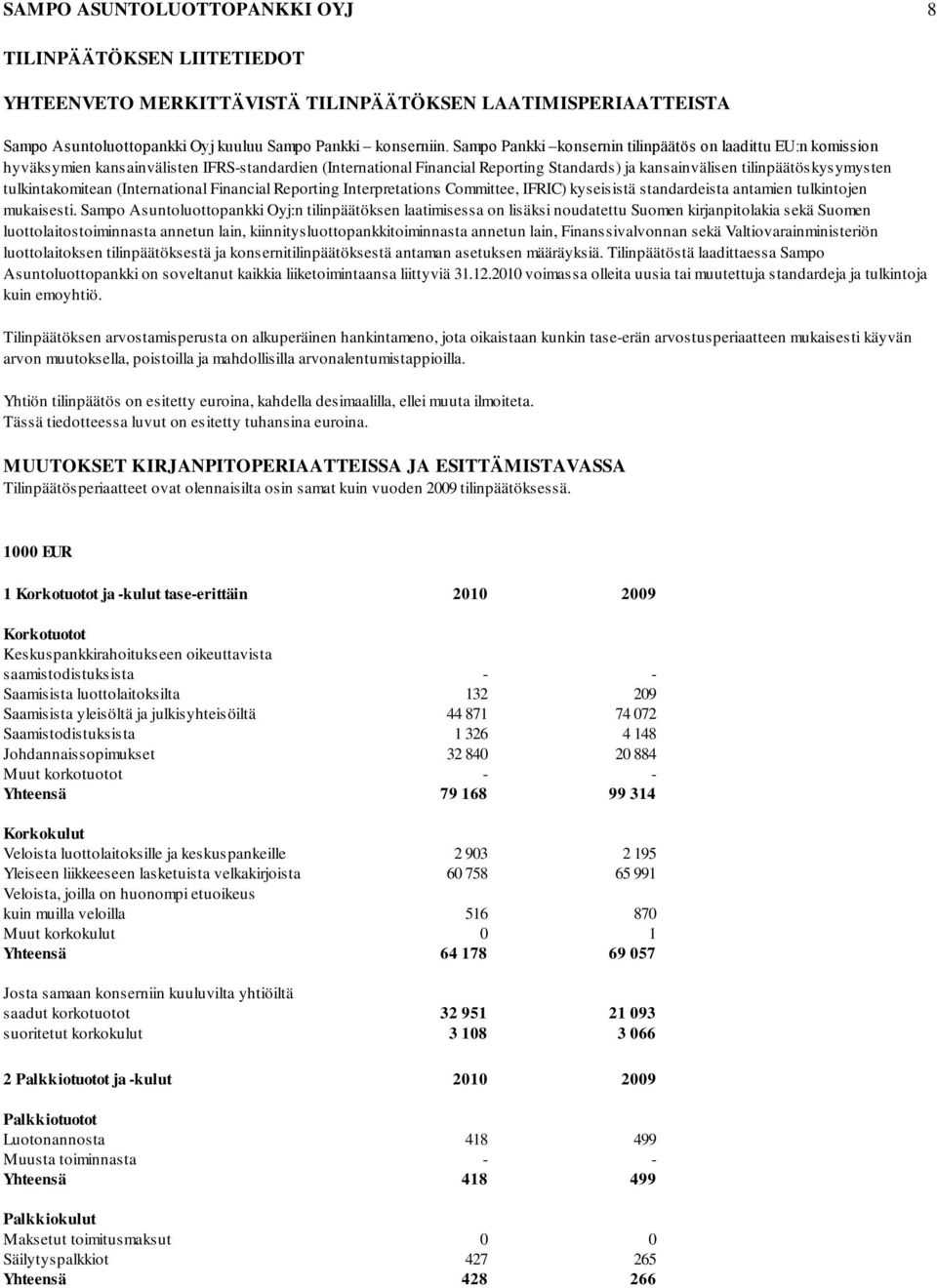 tulkintakomitean (International Financial Reporting Interpretations Committee, IFRIC) kyseisistä standardeista antamien tulkintojen mukaisesti.