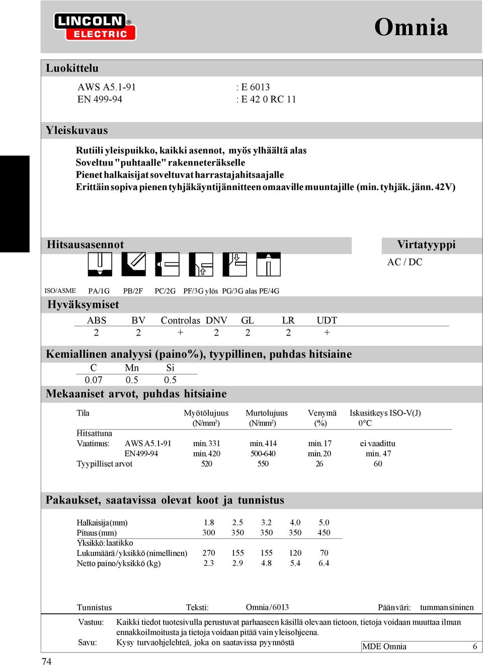 Erittäin sopiva pienen tyhjäkäyntijännitteen omaaville muuntajille (min. tyhjäk. jänn.