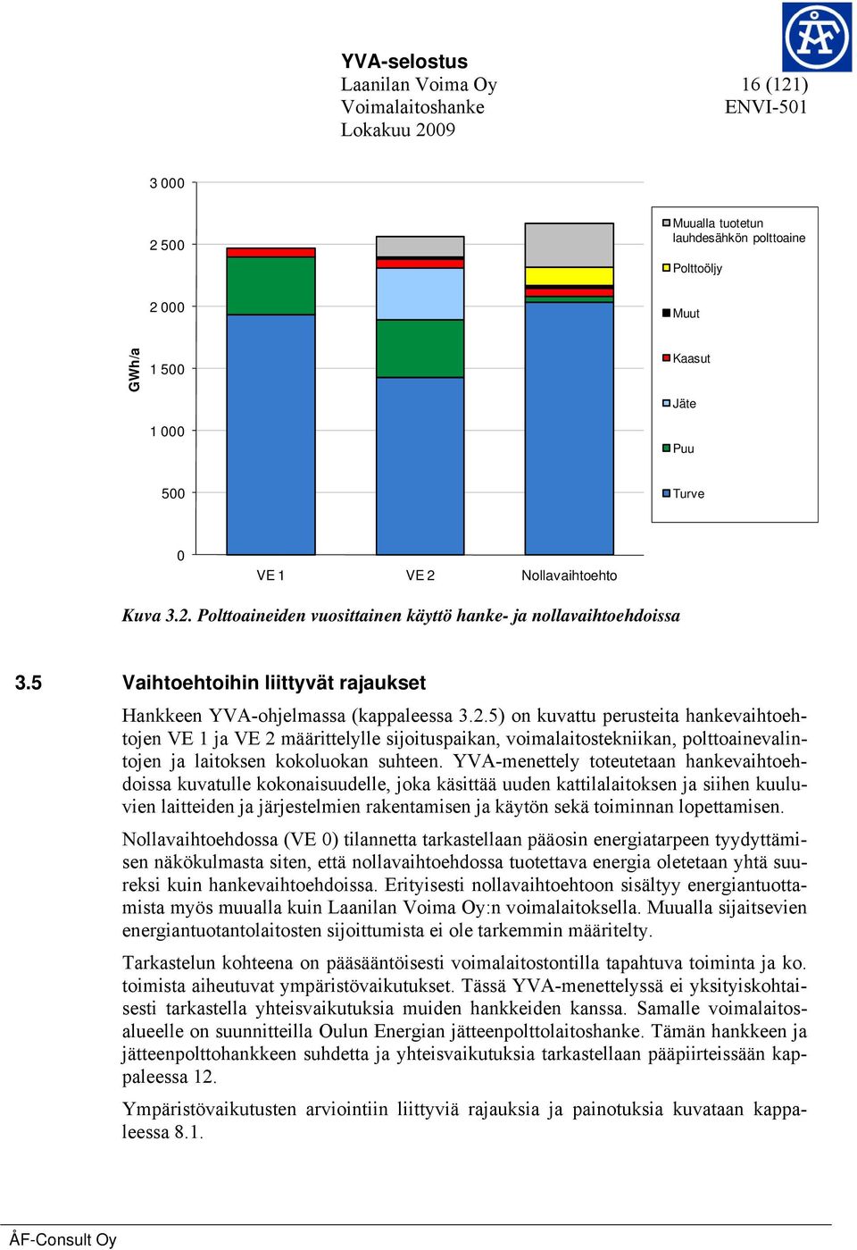 5) on kuvattu perusteita hankevaihtoehtojen VE 1 ja VE 2 määrittelylle sijoituspaikan, voimalaitostekniikan, polttoainevalintojen ja laitoksen kokoluokan suhteen.