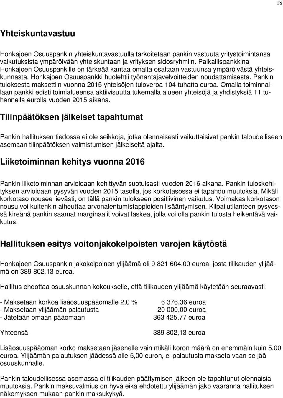 Pankin tuloksesta maksettiin vuonna 2015 yhteisöjen tuloveroa 104 tuhatta euroa.